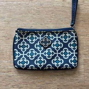 Brighton Navy and Cream Patterned Wristlet